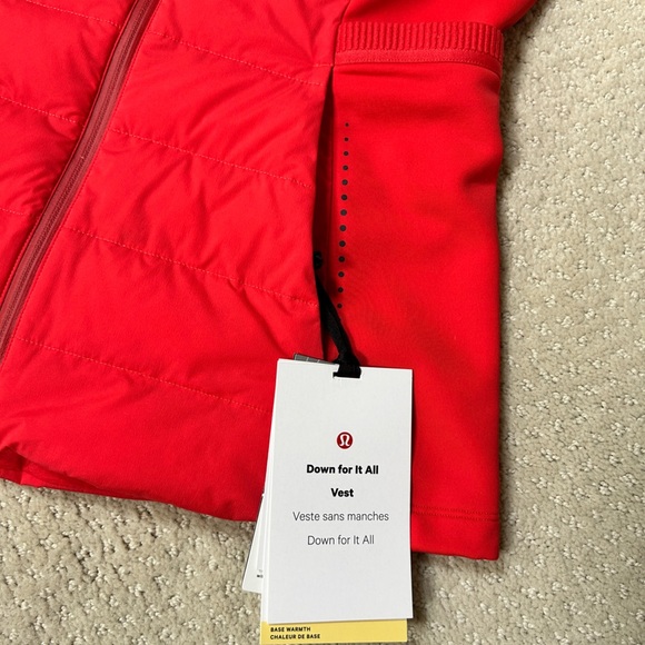 Lululemon Down For It All Vest in Carnation Red, Size 4 - NWT - Picture 11 of 11